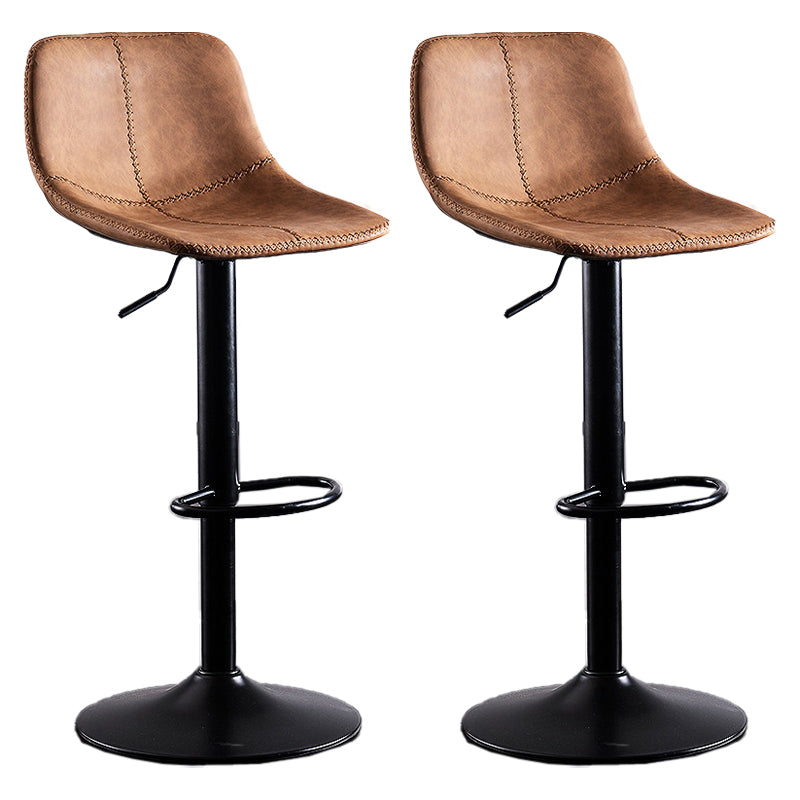 Adjustable Height Leather Footrest Bar Stool Matte Finish Home Low Back Stool