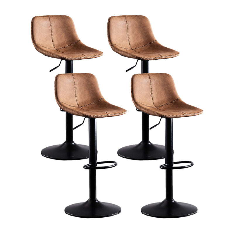 Adjustable Height Leather Footrest Bar Stool Matte Finish Home Low Back Stool