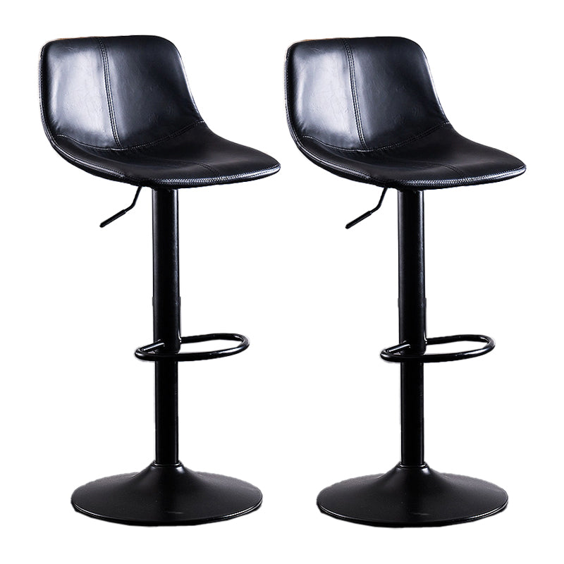 Adjustable Height Leather Footrest Bar Stool Matte Finish Home Low Back Stool