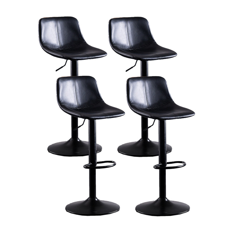 Adjustable Height Leather Footrest Bar Stool Matte Finish Home Low Back Stool