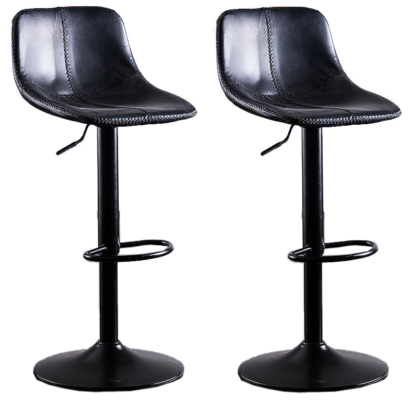 Adjustable Height Leather Footrest Bar Stool Matte Finish Home Low Back Stool