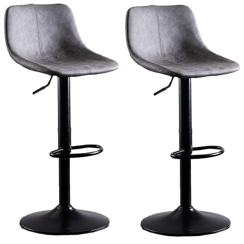 Adjustable Height Leather Footrest Bar Stool Matte Finish Home Low Back Stool