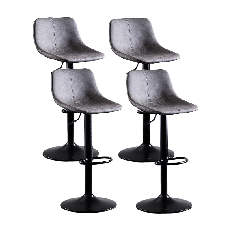 Adjustable Height Leather Footrest Bar Stool Matte Finish Home Low Back Stool