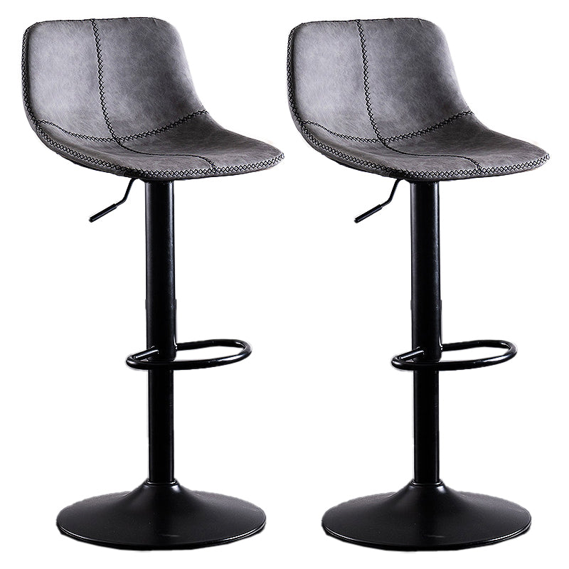Adjustable Height Leather Footrest Bar Stool Matte Finish Home Low Back Stool