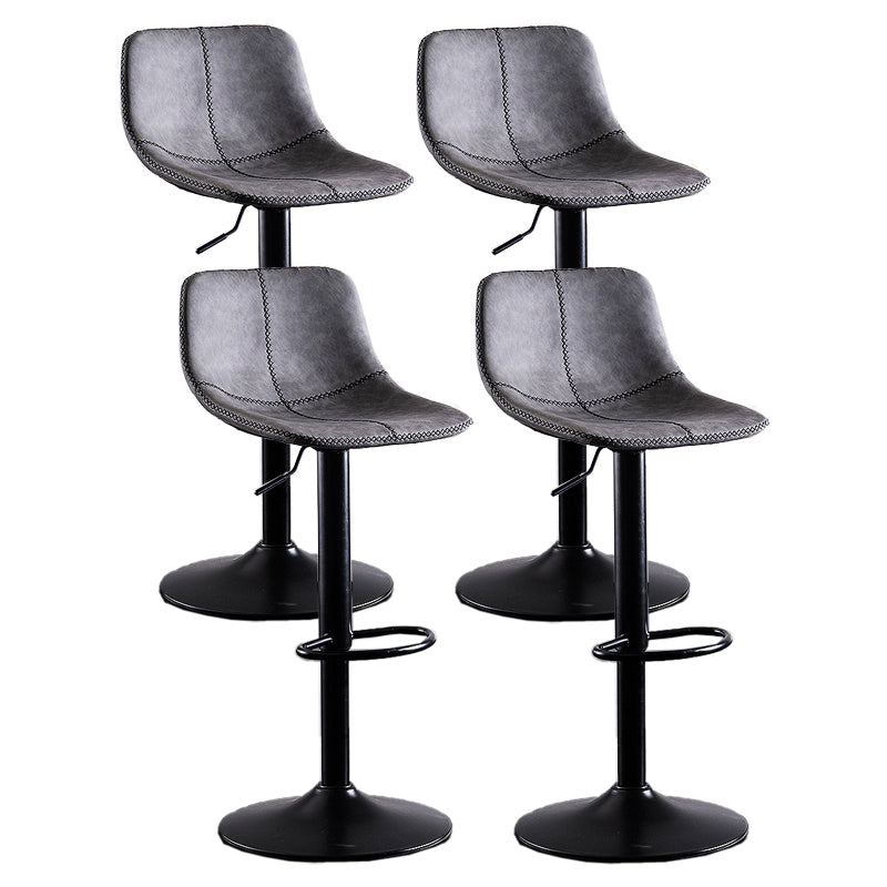 Adjustable Height Leather Footrest Bar Stool Matte Finish Home Low Back Stool