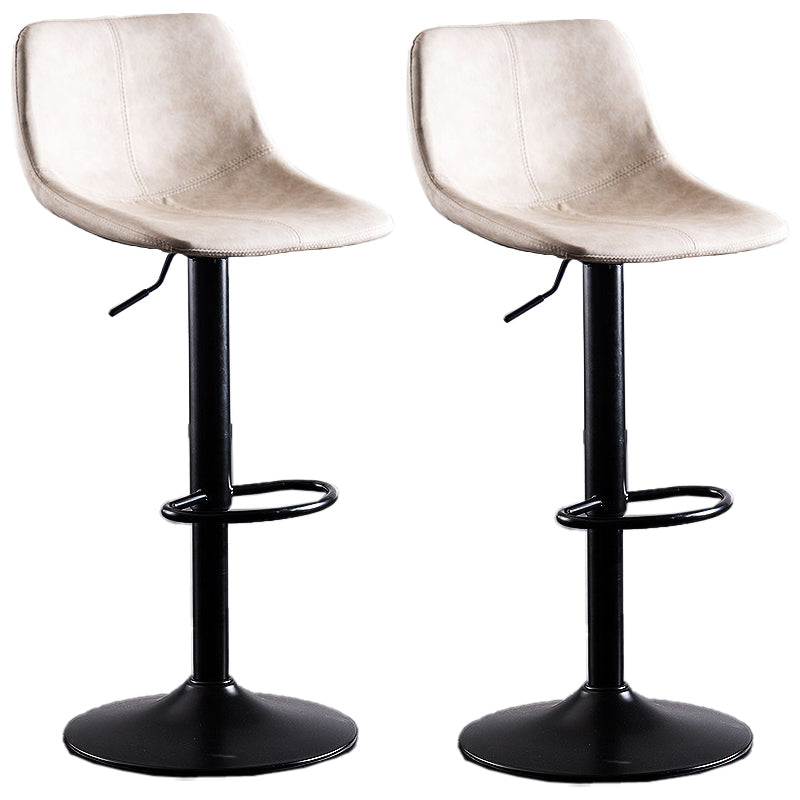 Adjustable Height Leather Footrest Bar Stool Matte Finish Home Low Back Stool