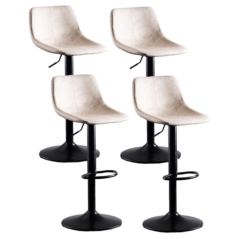 Adjustable Height Leather Footrest Bar Stool Matte Finish Home Low Back Stool