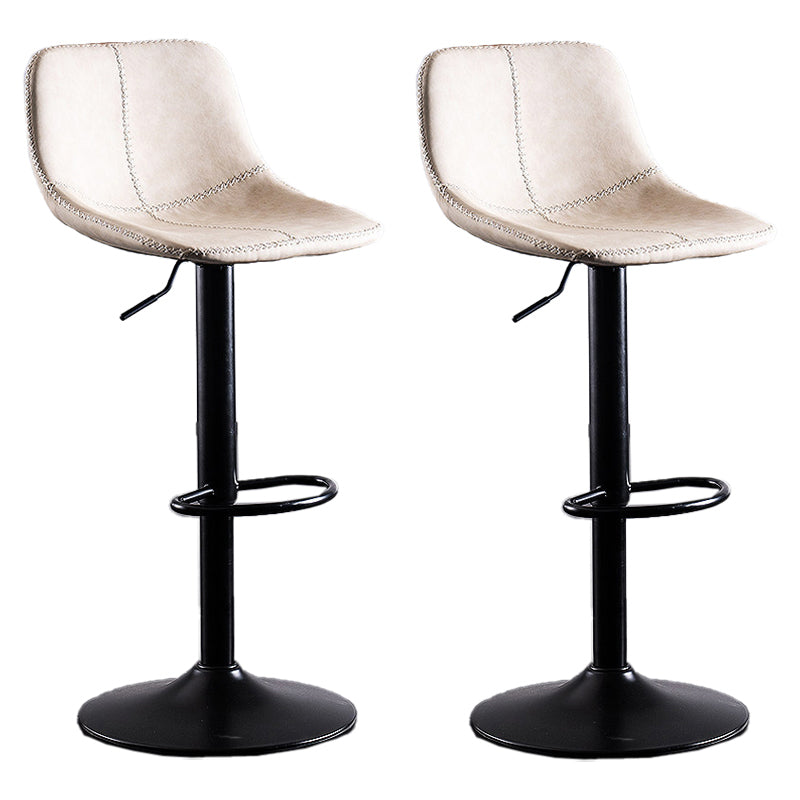 Adjustable Height Leather Footrest Bar Stool Matte Finish Home Low Back Stool