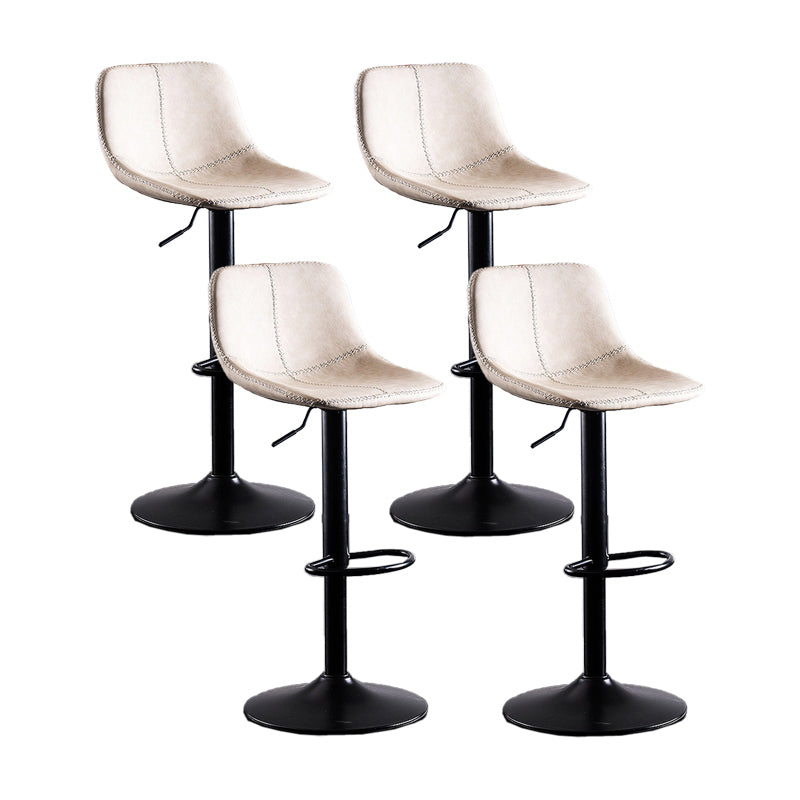 Adjustable Height Leather Footrest Bar Stool Matte Finish Home Low Back Stool