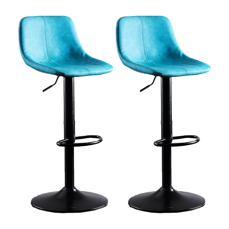 Adjustable Height Leather Footrest Bar Stool Matte Finish Home Low Back Stool