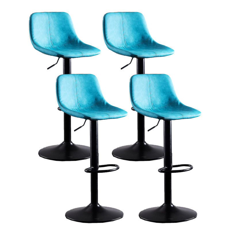 Adjustable Height Leather Footrest Bar Stool Matte Finish Home Low Back Stool