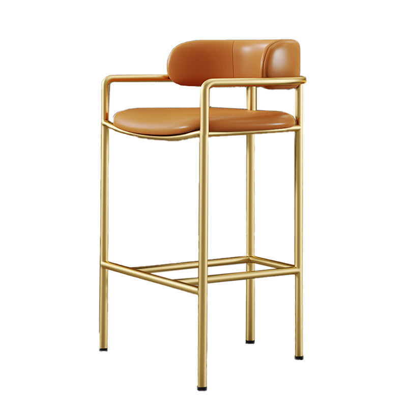 Glam Low Back Bar and Counter Stool Square Stool with 4 Gold Legs