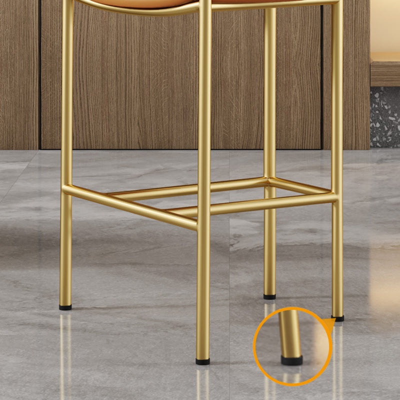 Glam Low Back Bar and Counter Stool Square Stool with 4 Gold Legs