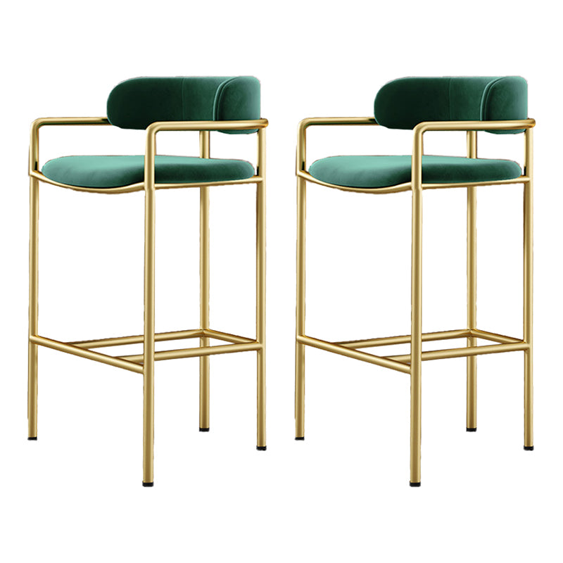 Glam Low Back Bar and Counter Stool Square Stool with 4 Gold Legs