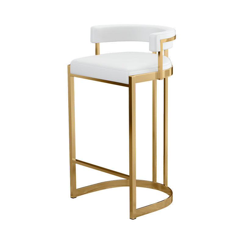 Glam Footrest Back Barstool Matte Acabado PU Cuero Matte Matte Cafetería taburete