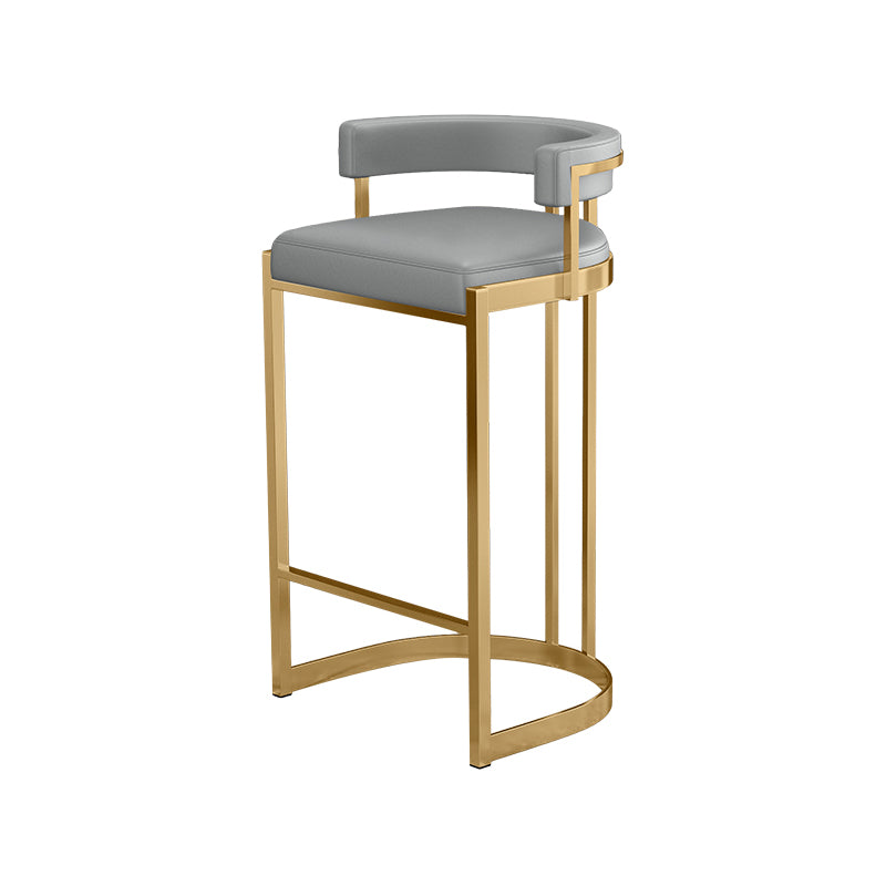Glam Footrest Back Barstool Matte Acabado PU Cuero Matte Matte Cafetería taburete