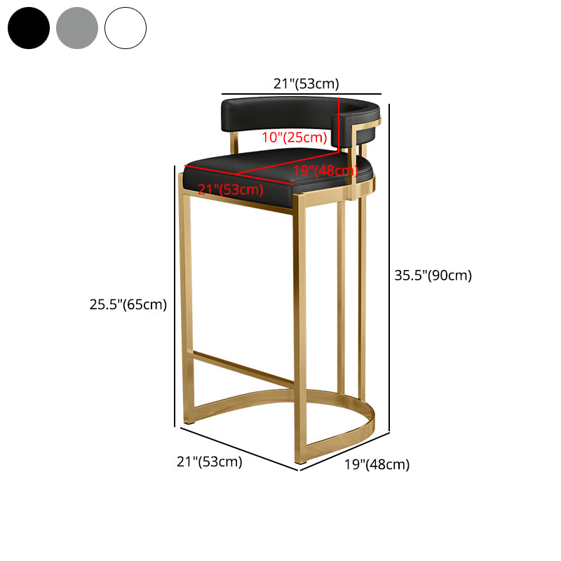 Glam Footrest Back Barstool Matte Acabado PU Cuero Matte Matte Cafetería taburete