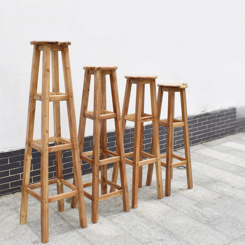 Telón de barras de madera de diseño contemporáneo para taburetes sin espalda para el hogar con base de madera