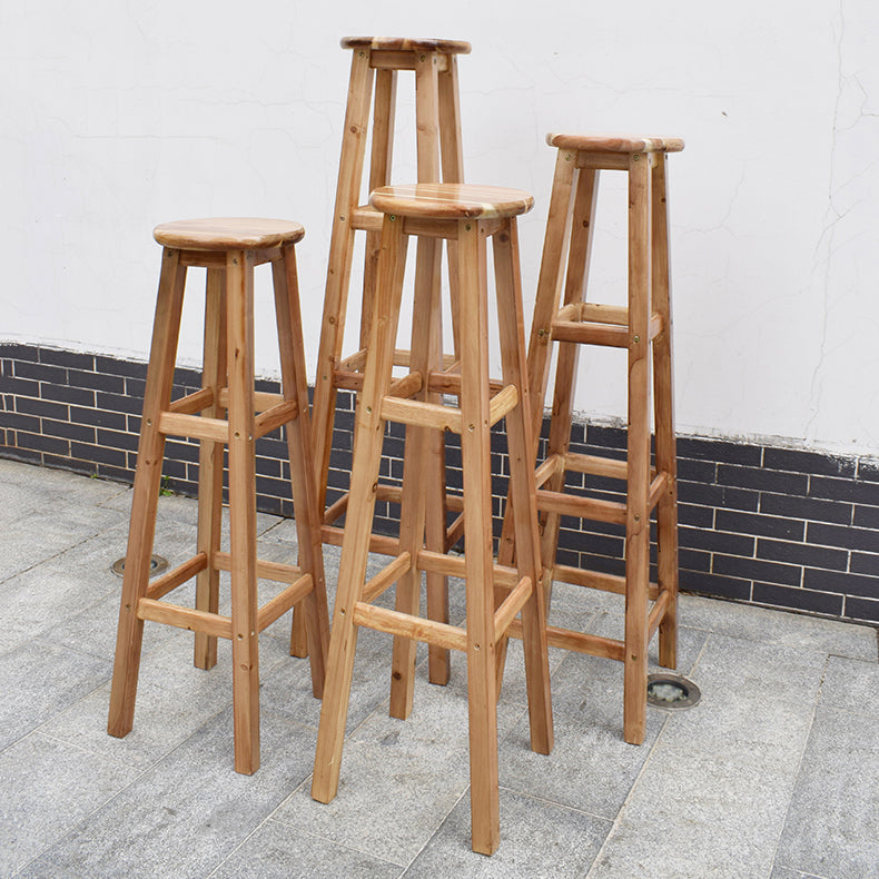 Telón de barras de madera de diseño contemporáneo para taburetes sin espalda para el hogar con base de madera