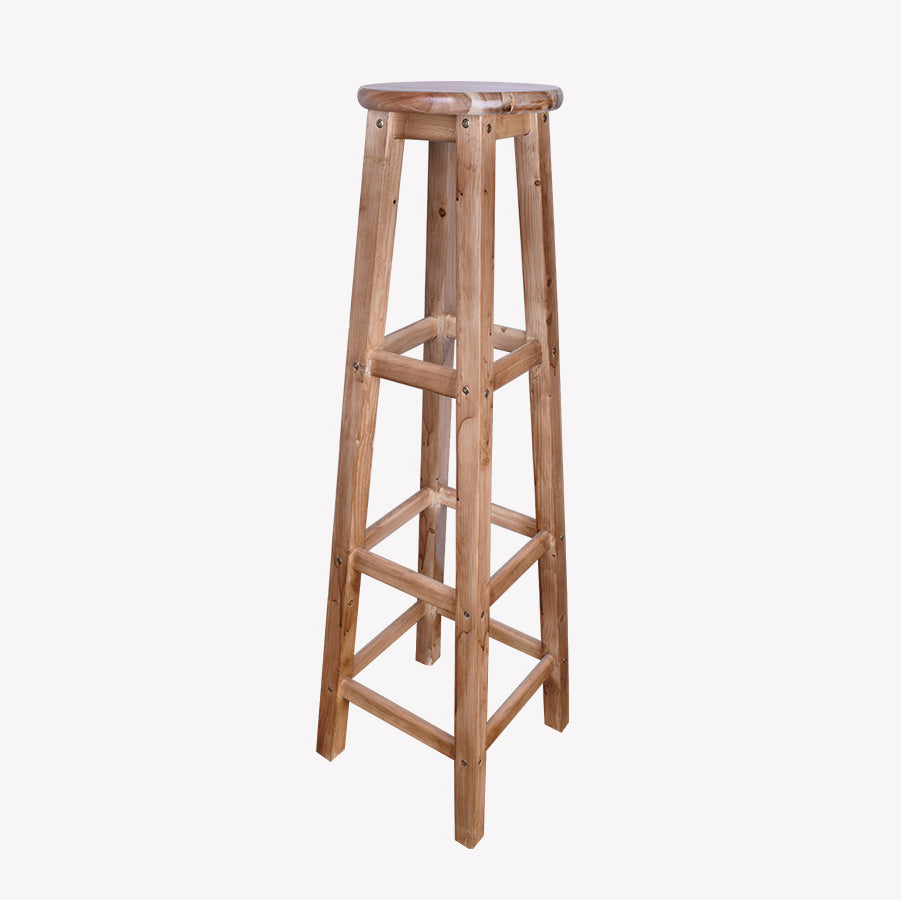 Telón de barras de madera de diseño contemporáneo para taburetes sin espalda para el hogar con base de madera