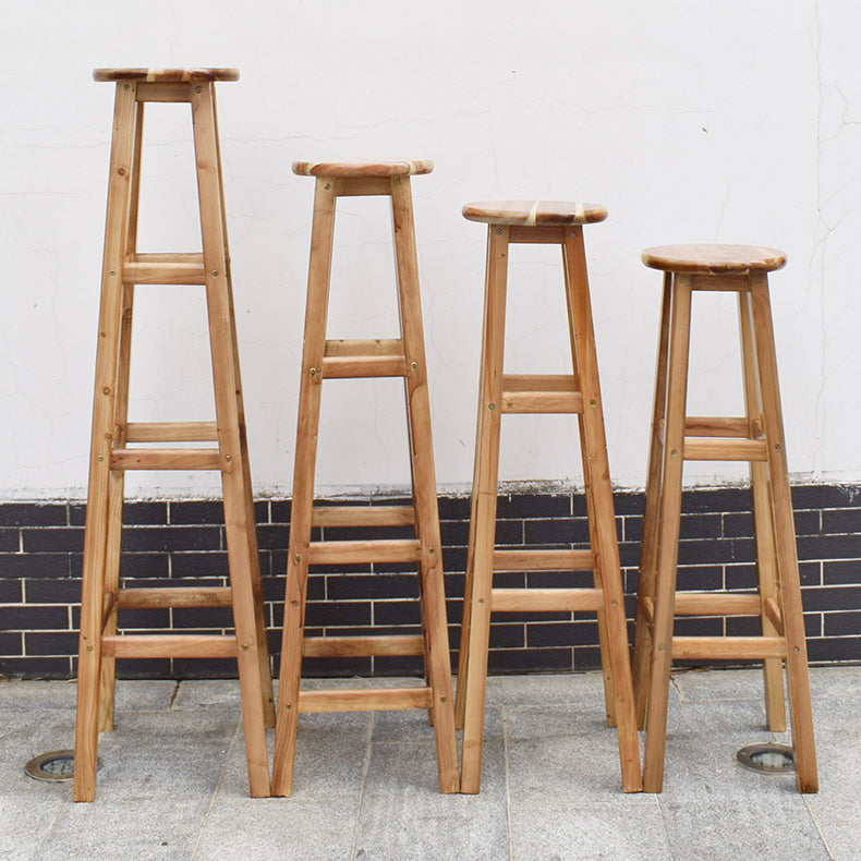 Telón de barras de madera de diseño contemporáneo para taburetes sin espalda para el hogar con base de madera