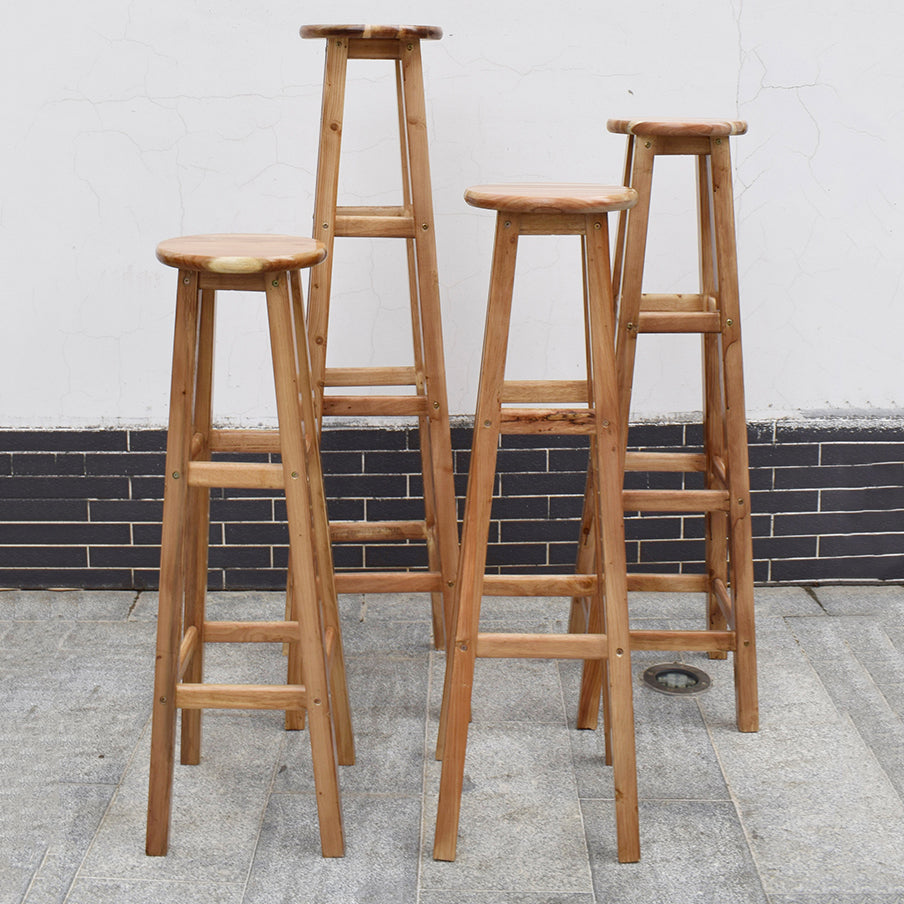 Telón de barras de madera de diseño contemporáneo para taburetes sin espalda para el hogar con base de madera