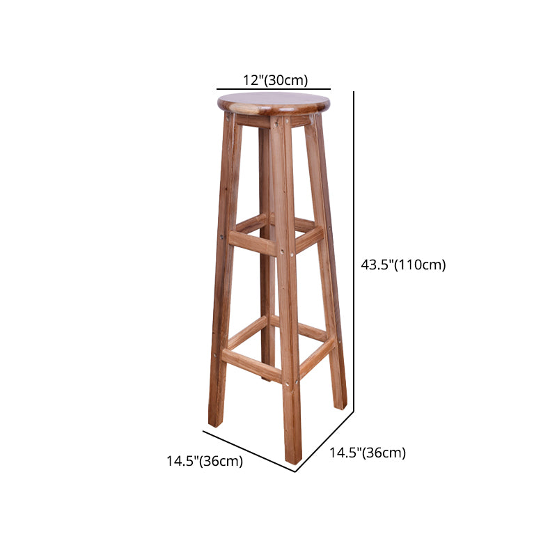 Telón de barras de madera de diseño contemporáneo para taburetes sin espalda para el hogar con base de madera