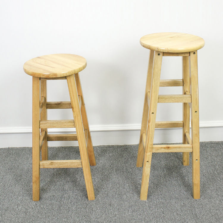Industrieller Bar- und Thekenhocker, runder Holzhocker mit 4 Beinen