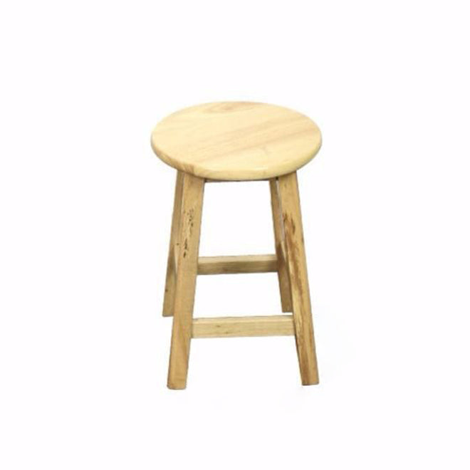 Taburete industrial de bar y mostrador, taburete redondo de madera con 4 patas