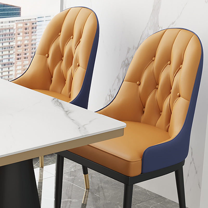 Leather Upholstered Chair Set Scandinavian 1/2/5 Pieces White Dining Table and Chairs