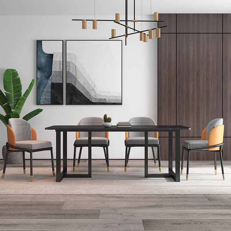 1/2/5/7 Pcs Dining Chairs Set Black Sintered Stone Dining Set with Double Pedestal Base