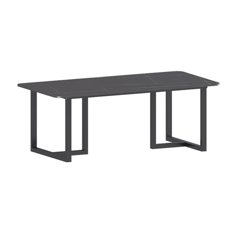 1/2/5/7 Pcs Dining Chairs Set Black Sintered Stone Dining Set with Double Pedestal Base