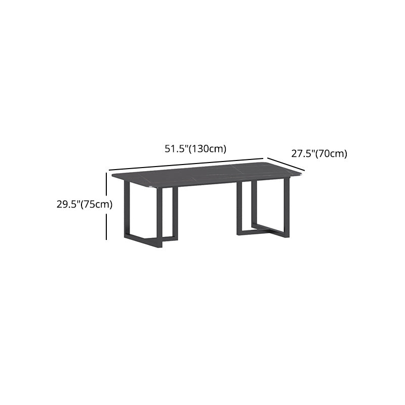 1/2/5/7 Pcs Dining Chairs Set Black Sintered Stone Dining Set with Double Pedestal Base