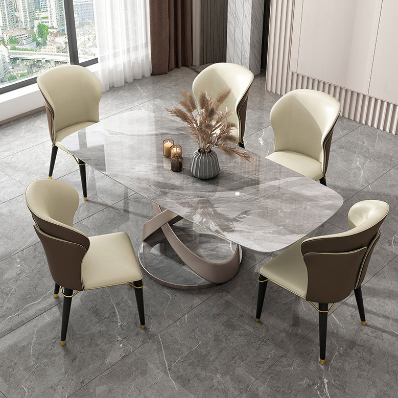 Contemporary 1/4/5/6 Pieces Dining Set Gray Sintered Stone Dining Room Set
