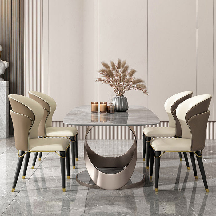 Contemporary 1/4/5/6 Pieces Dining Set Gray Sintered Stone Dining Room Set