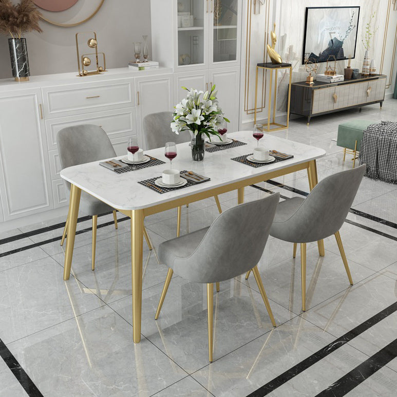 Glam Style 1/4/5 Pieces Dining Set White-gold Table Kitchen Set for Dining Room