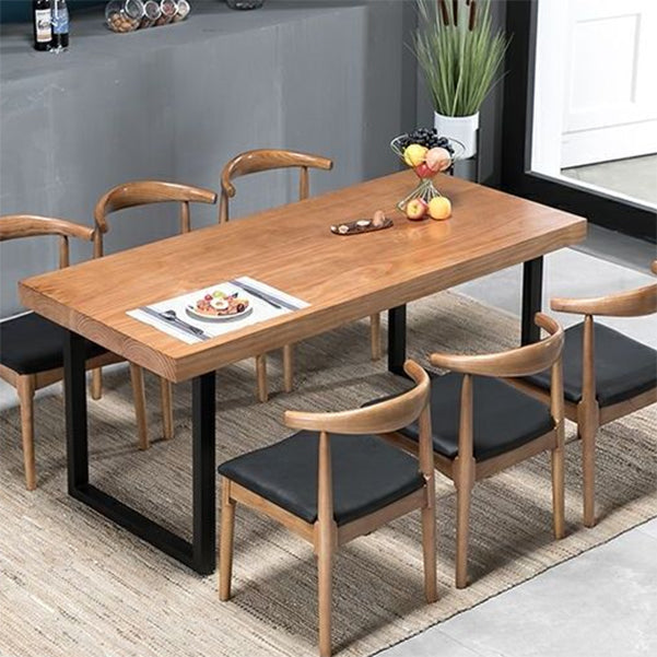 Industrial 1/2/5/7 Pieces Rectangle Dining Set Solid Wood Dining Table with Chairs