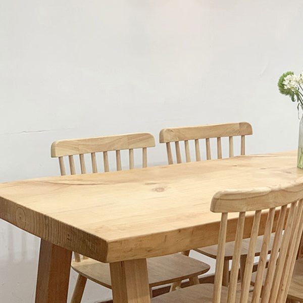 Rectangle Wooden Dining Table for Restaurant Modern Pine Table in Nature with 4 Legs