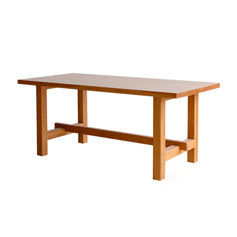 Solid Pine Wood Dining Table Modern Rectangle Table with Trestle Base