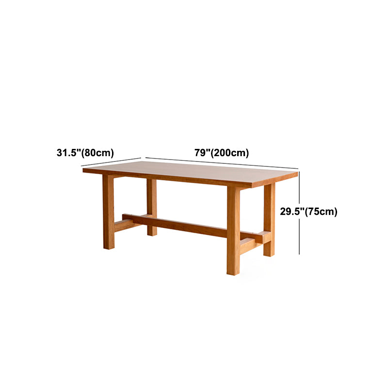 Solid Pine Wood Dining Table Modern Rectangle Table with Trestle Base
