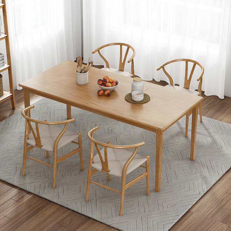 Rectangle Simplicity Dining Table Wood Color Fixed Table of Pinewood Solid Wood