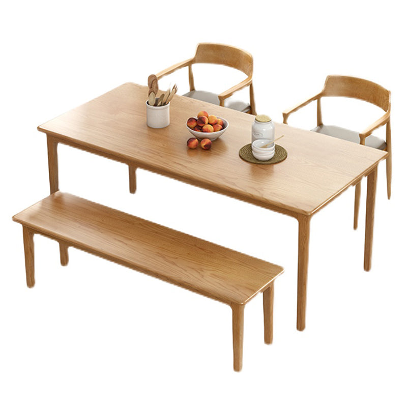 Rectangle Simplicity Dining Table Wood Color Fixed Table of Pinewood Solid Wood