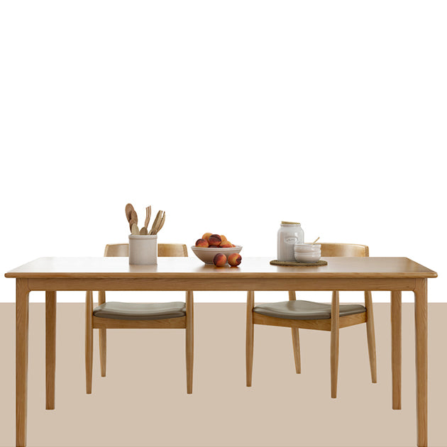 Rectangle Simplicity Dining Table Wood Color Fixed Table of Pinewood Solid Wood