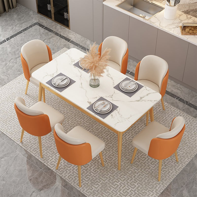 Traditional Luxury Dining Table Sintered Stone Dining Table with Metal Base
