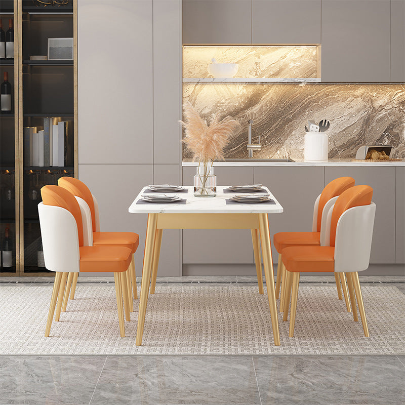 Traditional Luxury Dining Table Sintered Stone Dining Table with Metal Base