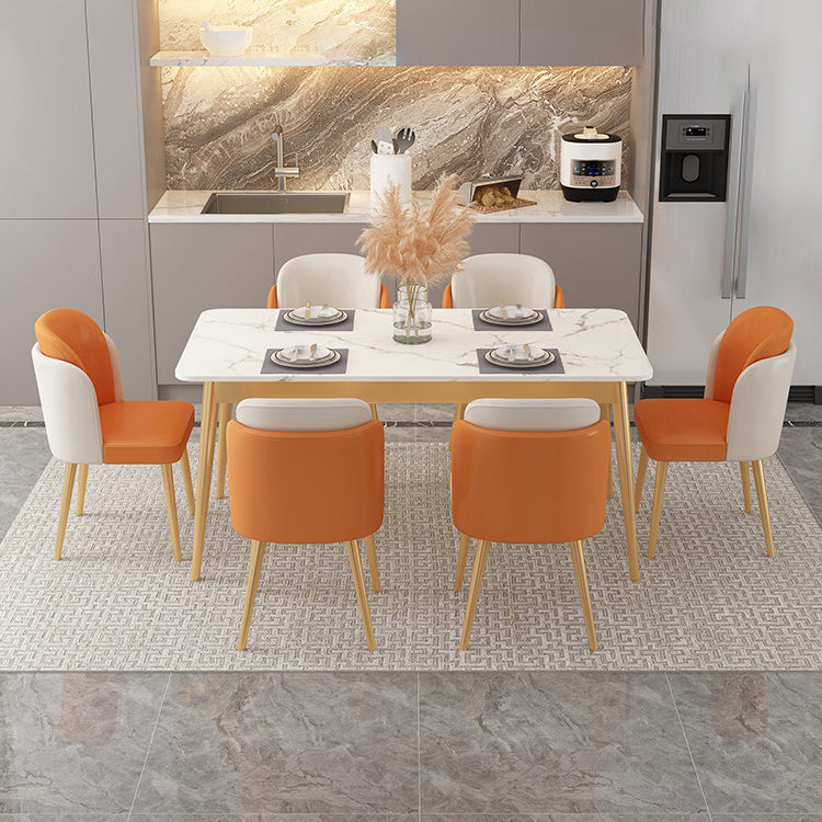 Traditional Luxury Dining Table Sintered Stone Dining Table with Metal Base