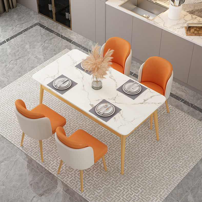 Traditional Luxury Dining Table Sintered Stone Dining Table with Metal Base