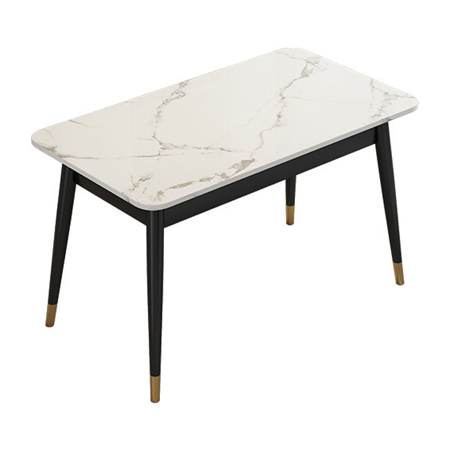 Traditional Luxury Dining Table Sintered Stone Dining Table with Metal Base