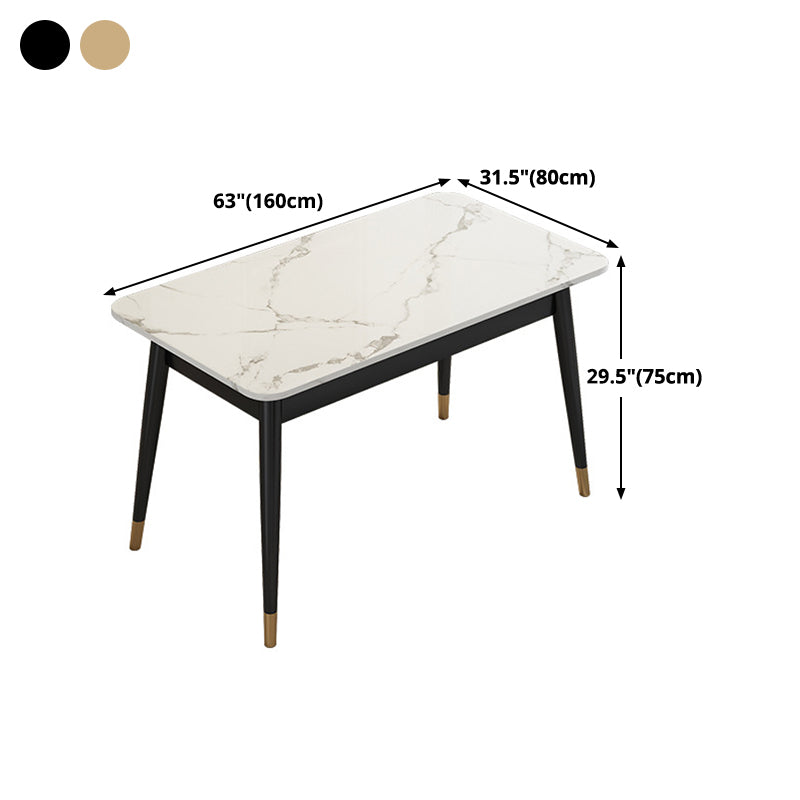 Traditional Luxury Dining Table Sintered Stone Dining Table with Metal Base