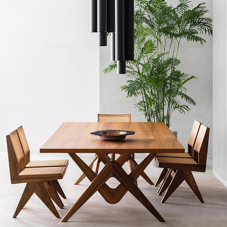 Rectangle Pine Wood Table with Trestle Base Modern Dining Table for Restaurant